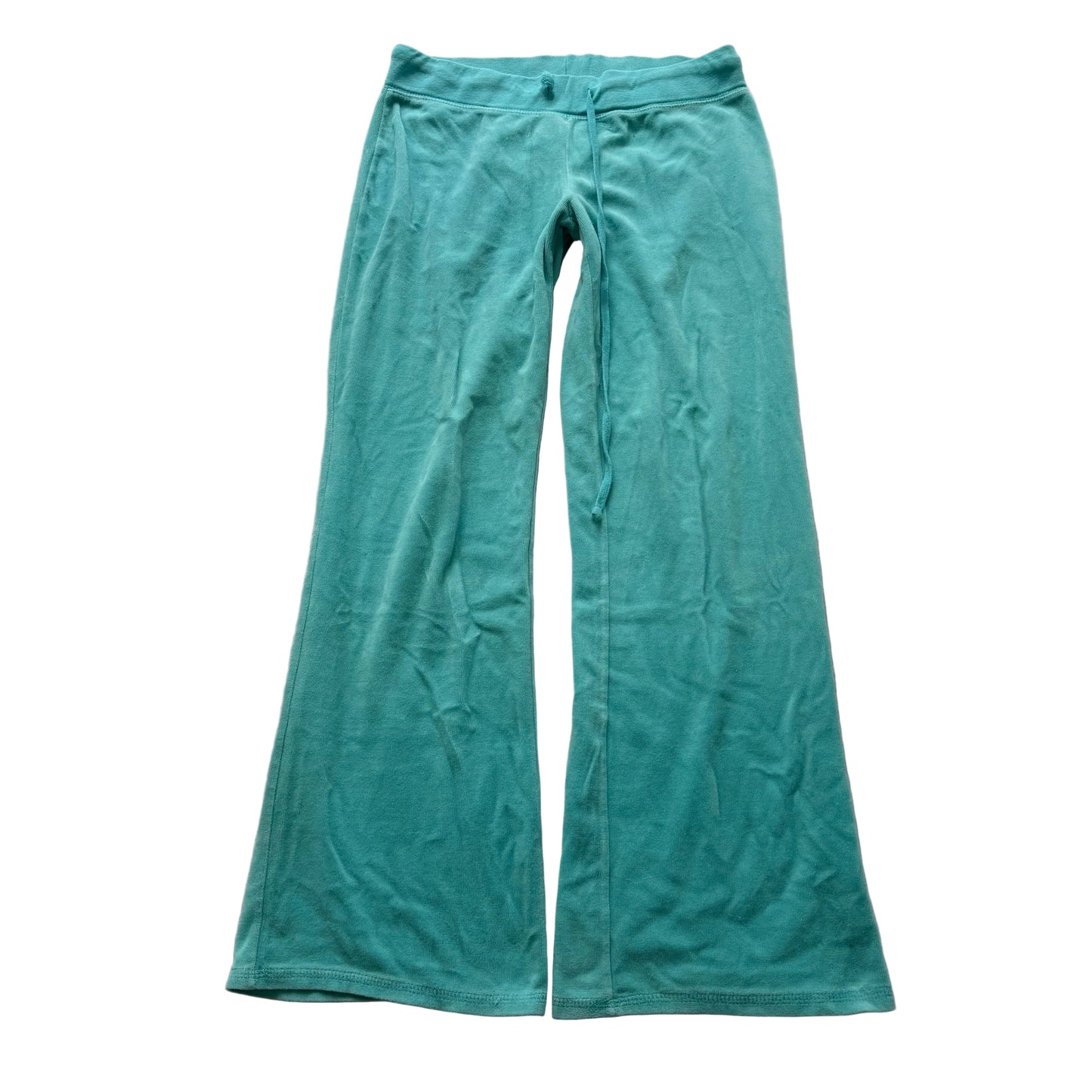Vintage Juicy Couture Women's Turquoise Velour Flared Track Pants Y2K Size S