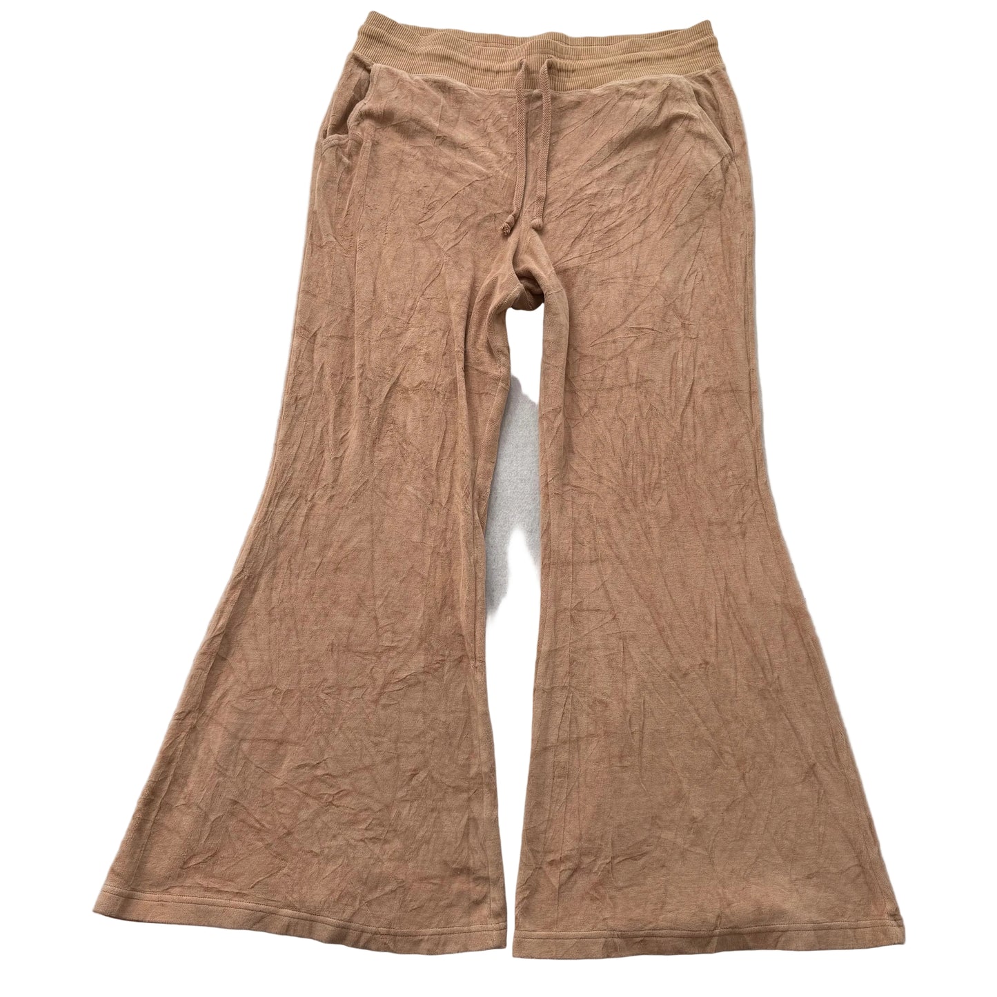 Juicy Couture Women's Tan Velour Flared Track Pants Bell Bottom Pockets Size XL