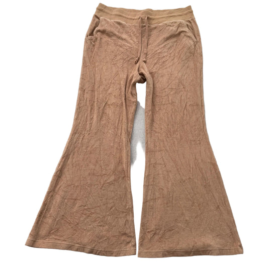 Juicy Couture Women's Tan Velour Flared Track Pants Bell Bottom Pockets Size XL
