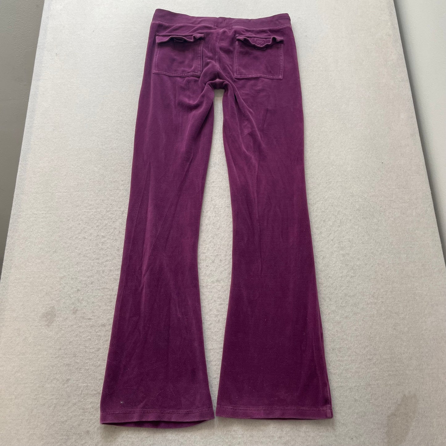 Vintage Juicy Couture Women's Purple Wine Flared Track Pant Flap Pockets Size S