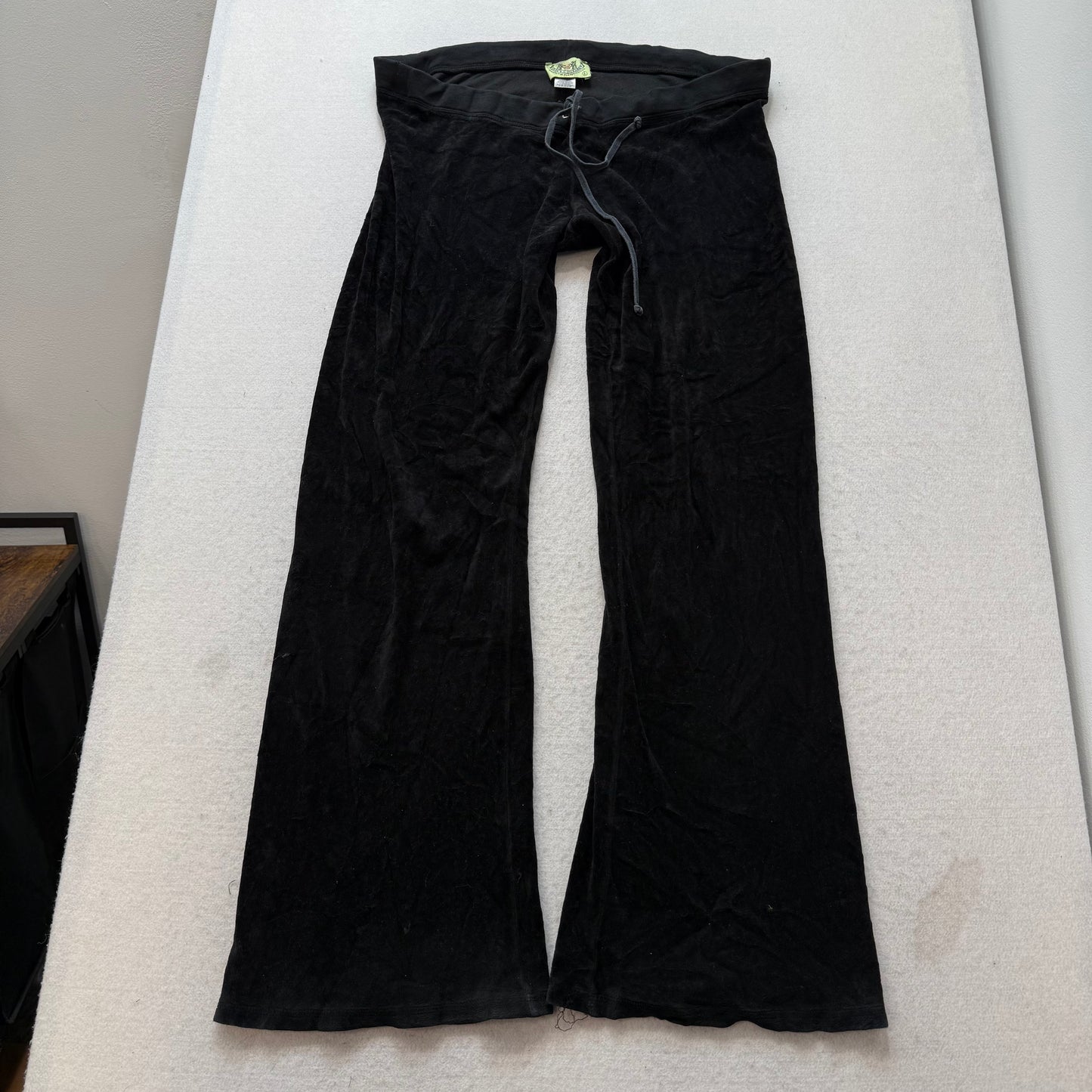 Vintage Juicy Couture Black Velour Tracksuit Set Zip-Up Hoodie & Pant Y2k Size L