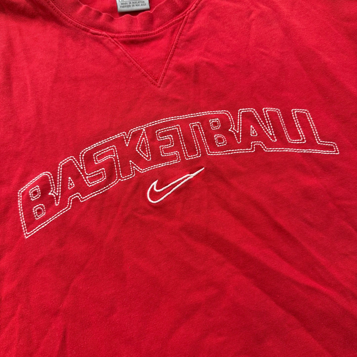 Nike Mens Red Cotton Athletic Fit T-Shirt Short Sleeve Spellout Logo Tee Size XL