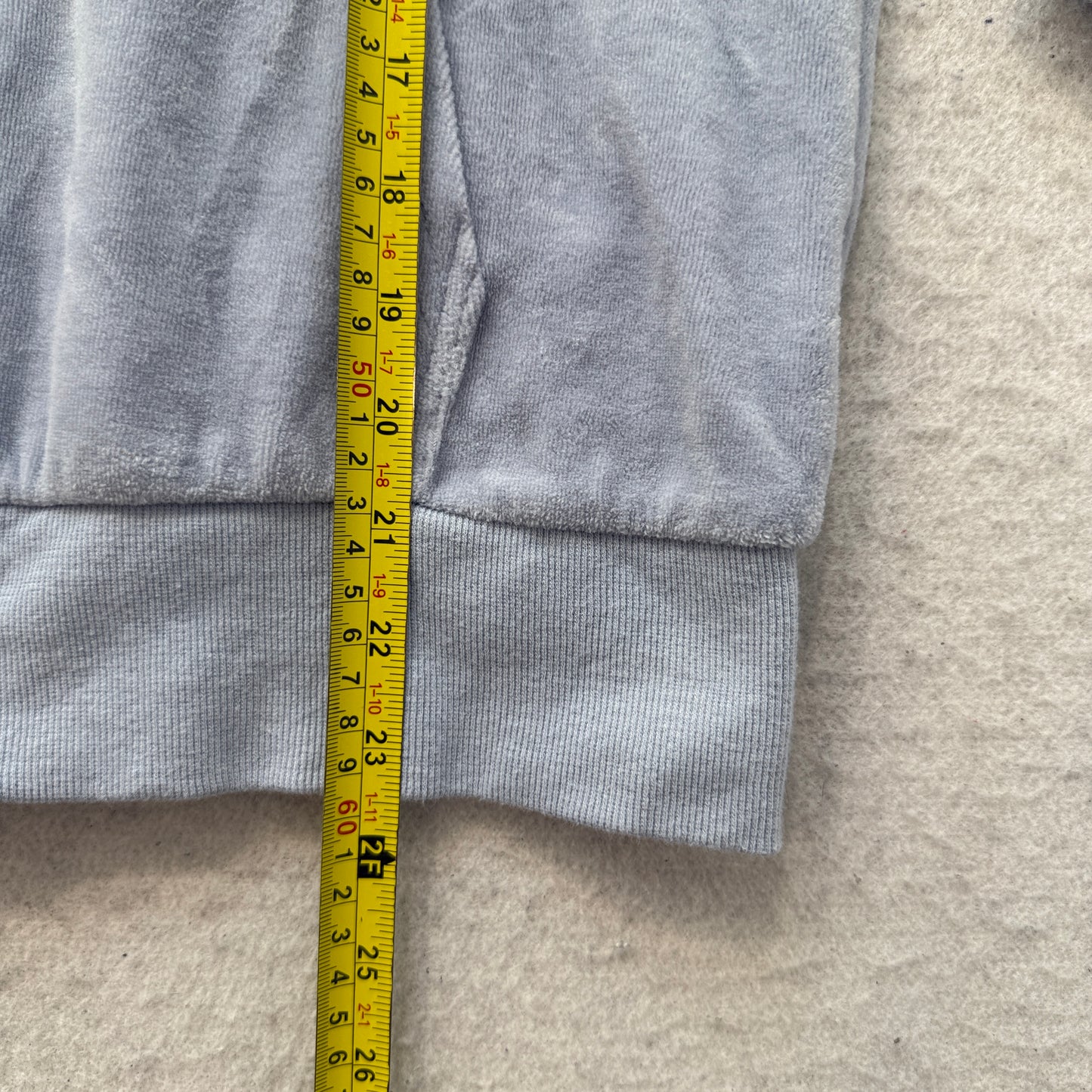 Juicy Couture Women Light Blue Velour Zip-Up Hoodie Pocket Butterfly Graphic - M