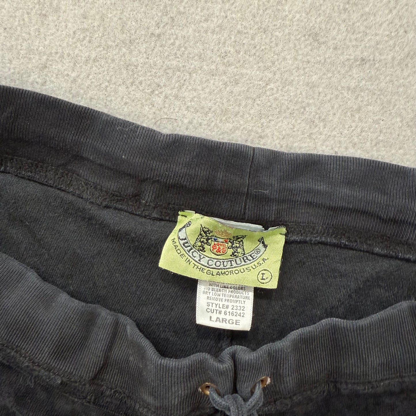 2003 Vintage Juicy Couture Womens Black Velour Flared Track Pant Low Rise Size L