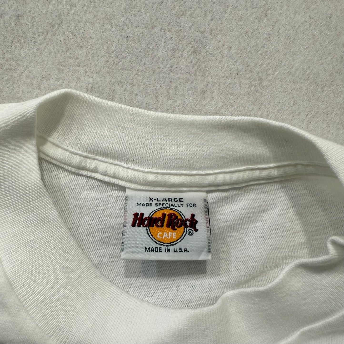 Hard Rock Cafe White 100% Cotton T-Shirt Short Sleeves Crewneck Logo Size XL