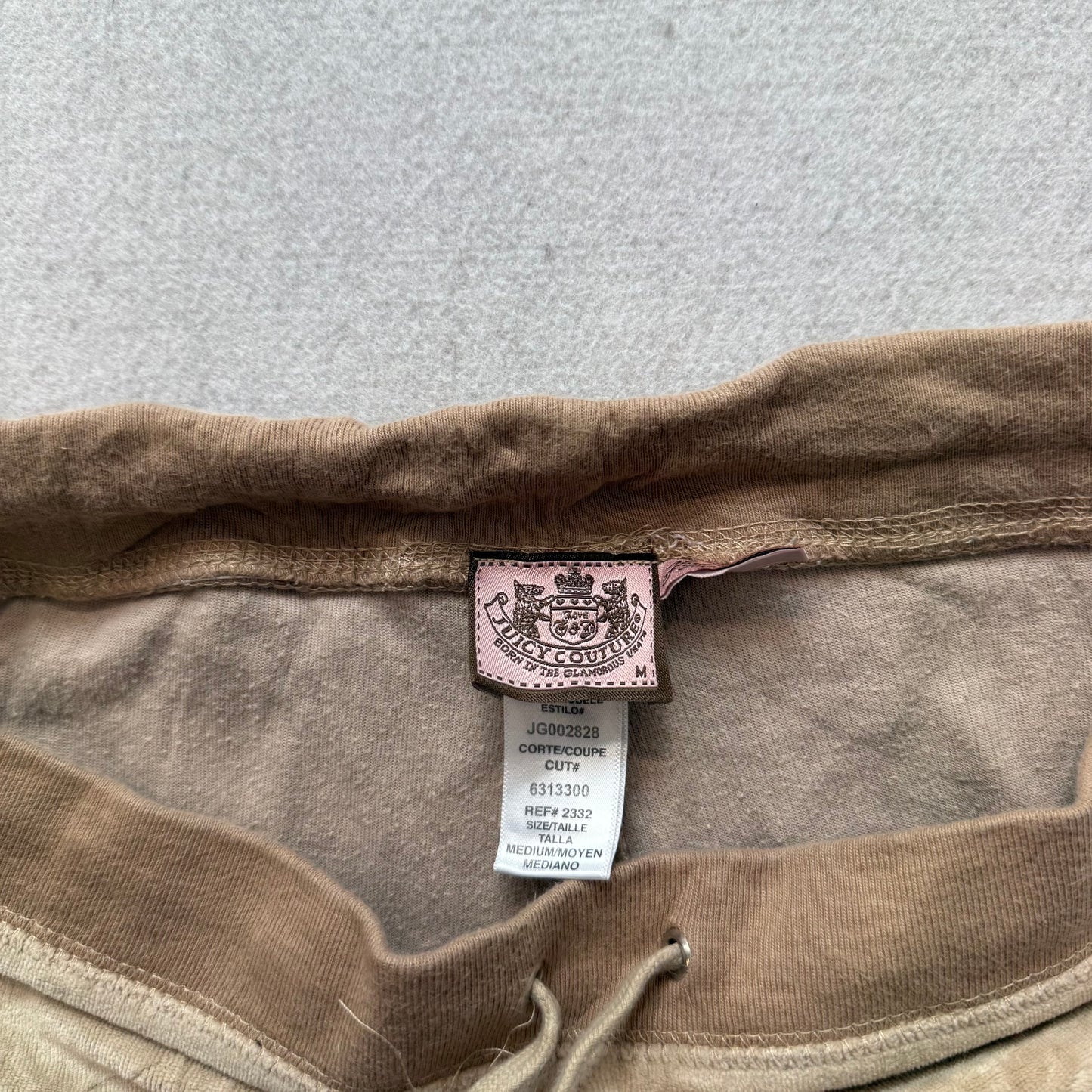Juicy Couture Women's Khaki Velour Wide Leg Flare Track Pants Loungewear Size M