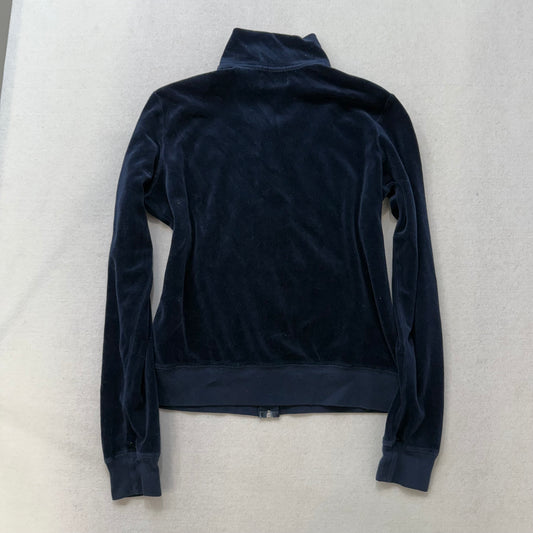 Vintage Juicy Couture pink embroidery navy velour jacket size XL