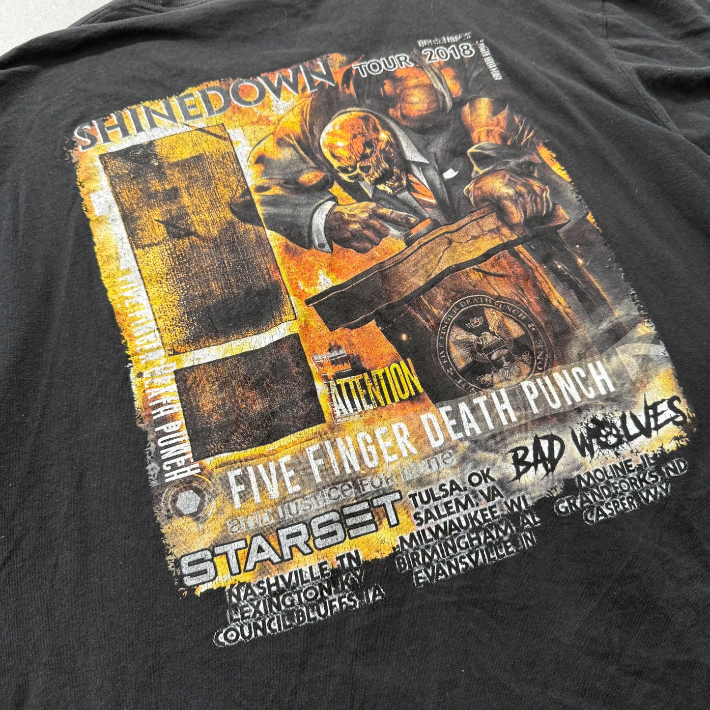 Delta Soft Unisex Shinedown Five Finger Death Punch Tour 2018 T-Shirt Size XL