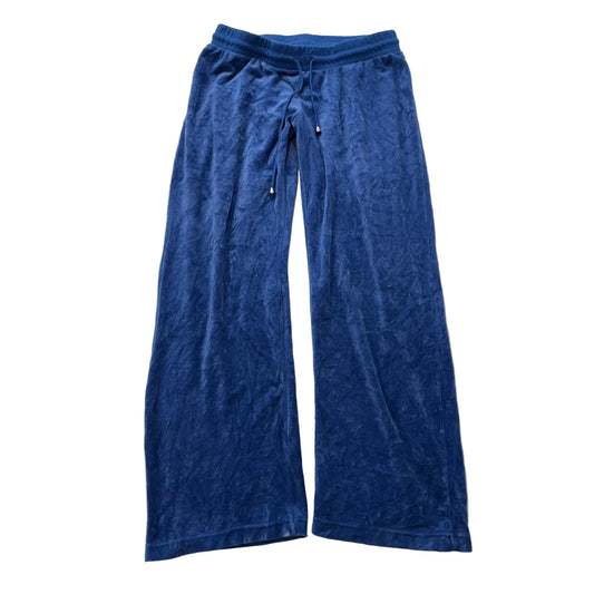 Vintage Juicy Couture Women's Royal Blue Velour Flared Track Pant Preppy Size L