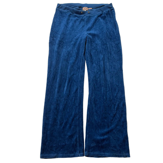 Vintage Juicy Couture Women's Sapphire Blue Velour Flared Track Pant Y2K Size L