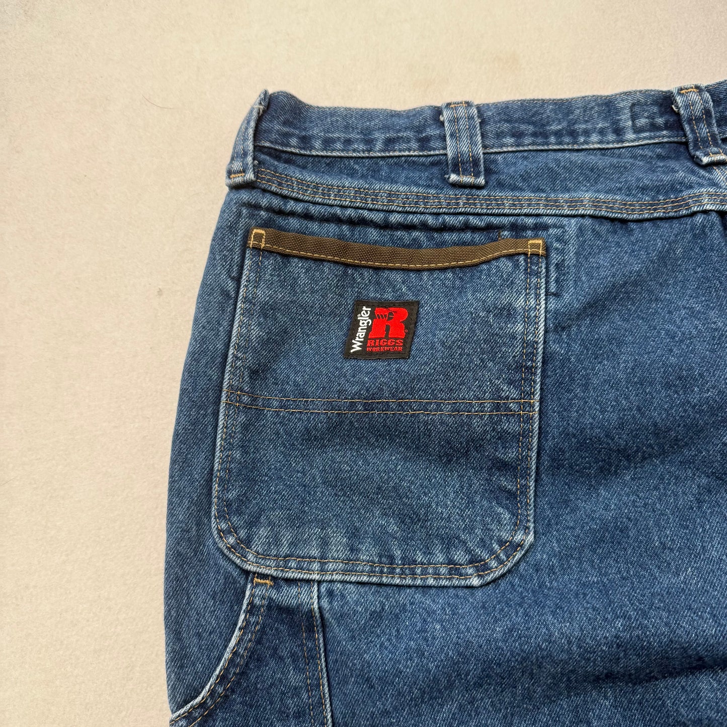 Wrangler Men's Blue Riggs Workwear Carpenter Denim Jeans Relaxed Fit Size 44x32