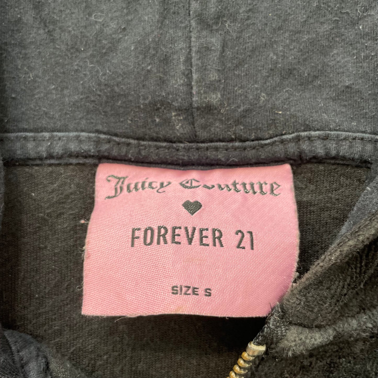 Vtg Juicy Couture Forever 21 Black Velour Tracksuit Set Rhinestones Logo Size S