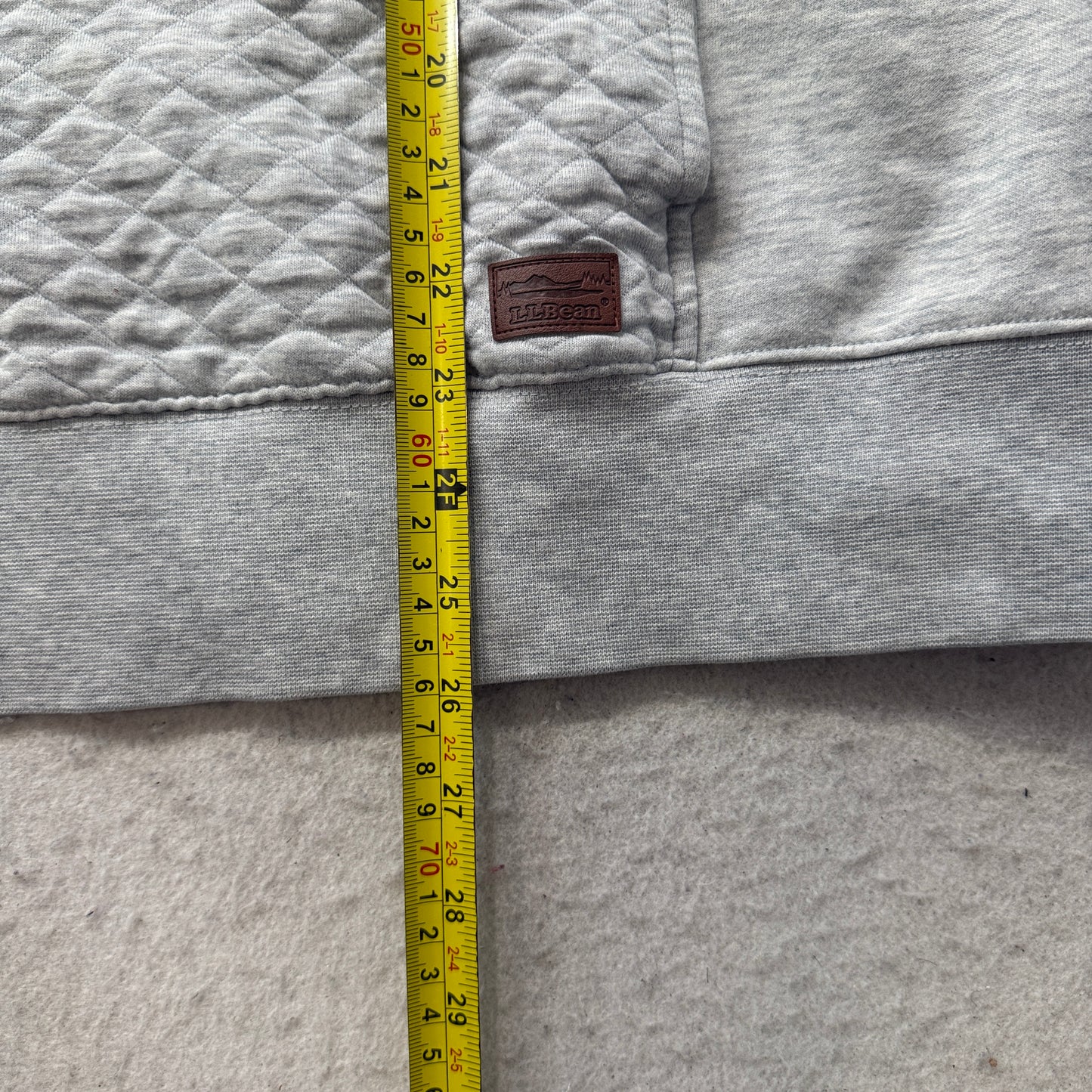 L.L.Bean Women's Grey Quilted Quarter Zip Pullover Sweatshirt Pockets Size XL