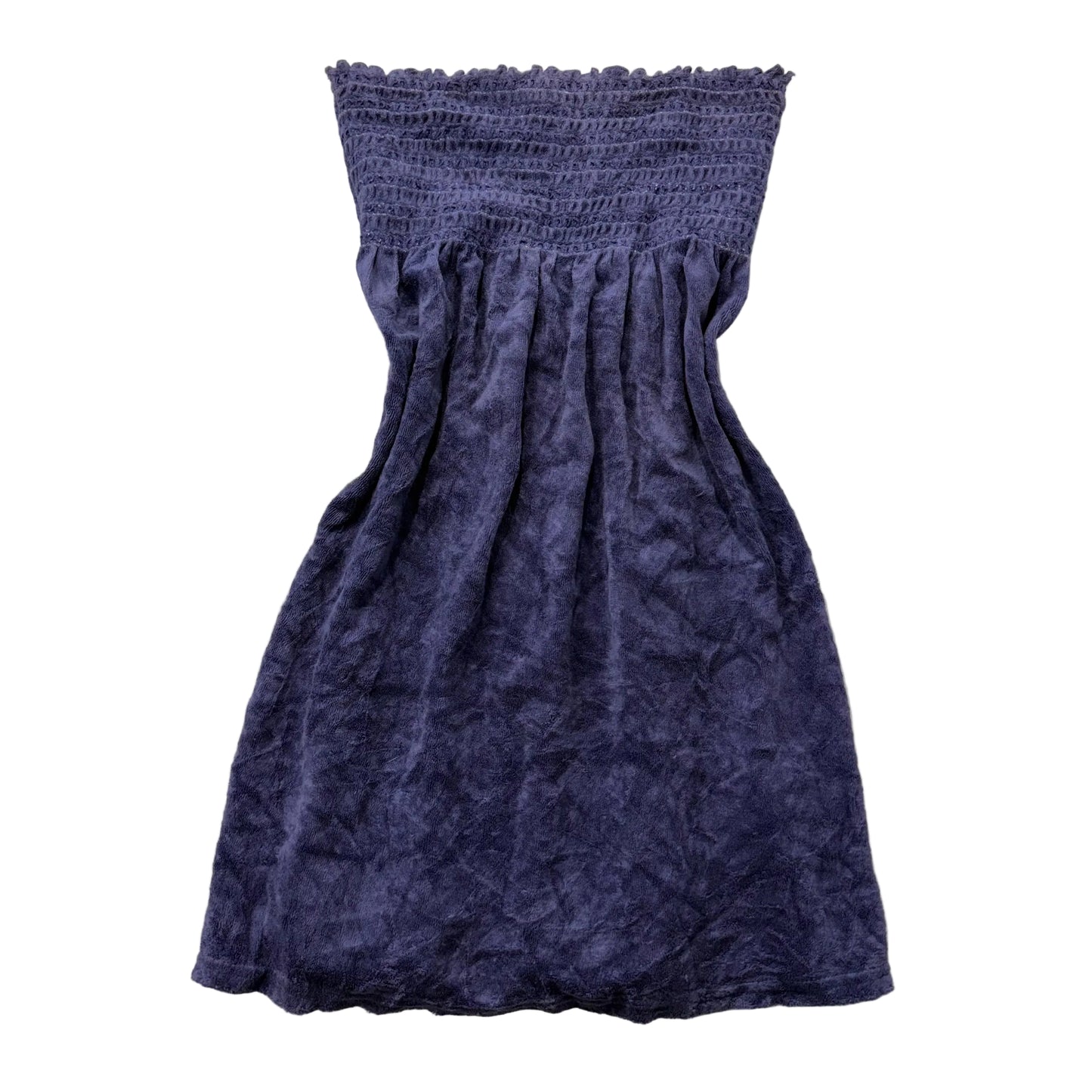 Juicy Couture Women's Navy Blue Terry Cloth Smocked Tube Dress Strapless Size M