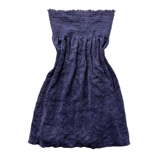 Juicy Couture Women's Navy Blue Terry Cloth Smocked Tube Dress Strapless Size M
