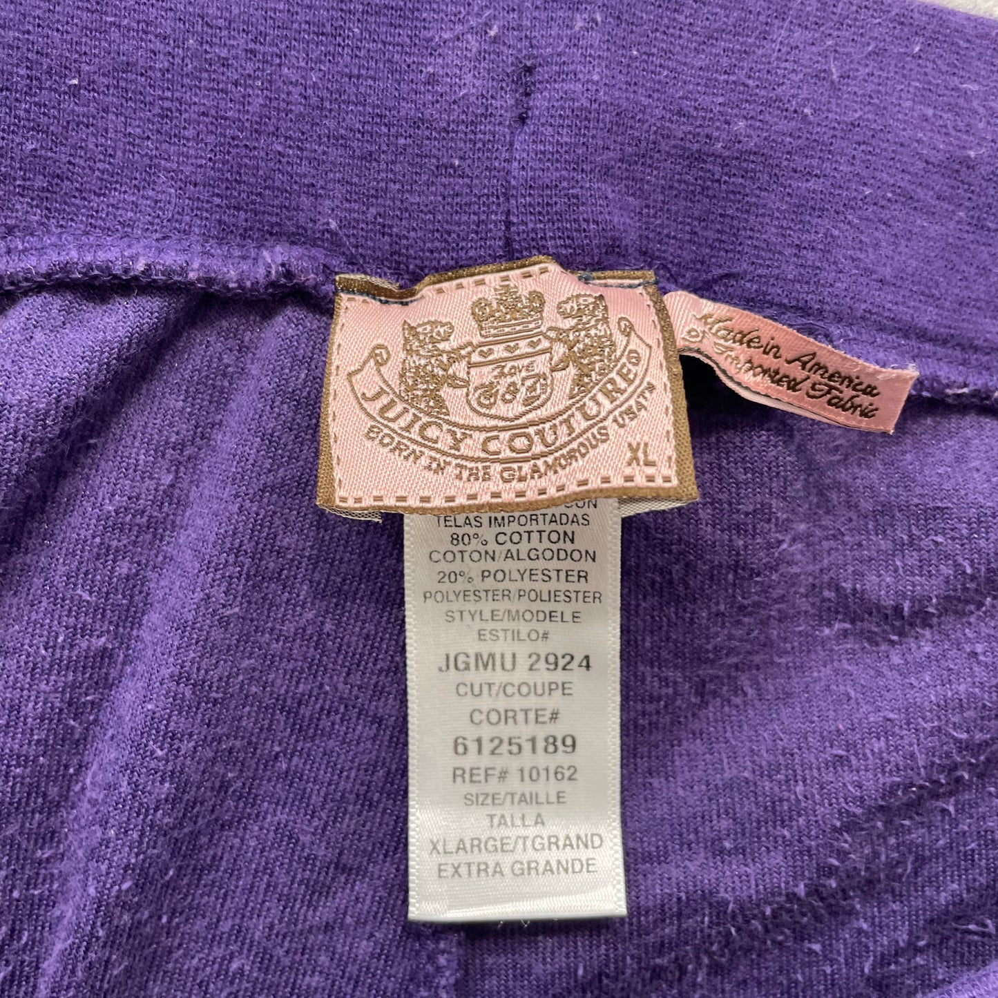 Juicy Couture Women Dark Periwinkle Velour Tracksuit Set Hoodie & Pant Size L/XL