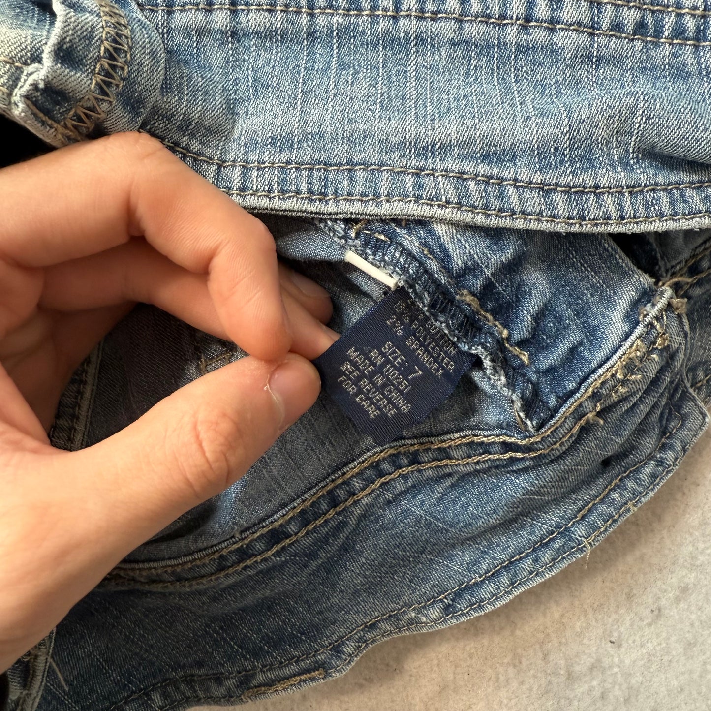 Vintage Angels Women's Blue Denim Low Rise Micro Mini Jeans Shorts Pocket Size 7