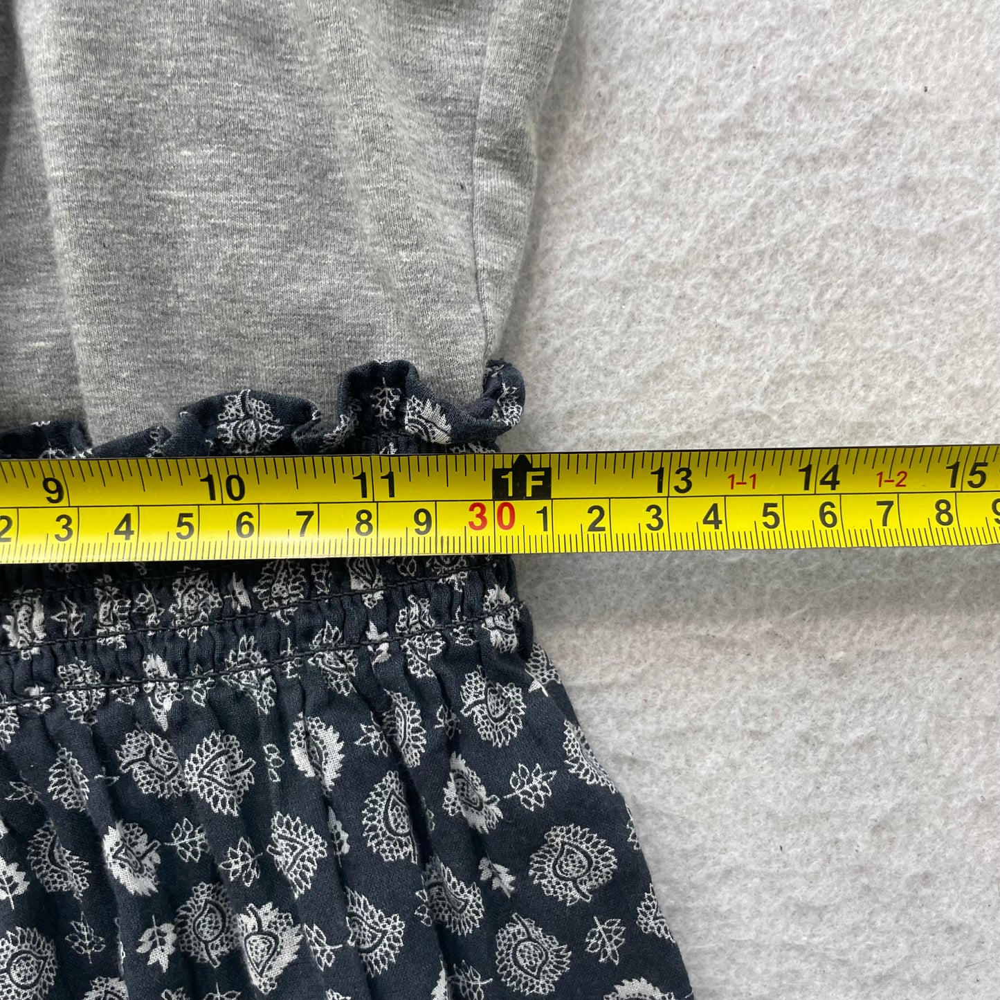 Roxy Womens Grey Black All Over Print Smocked Cami Dress Lace Hem Casual Size L