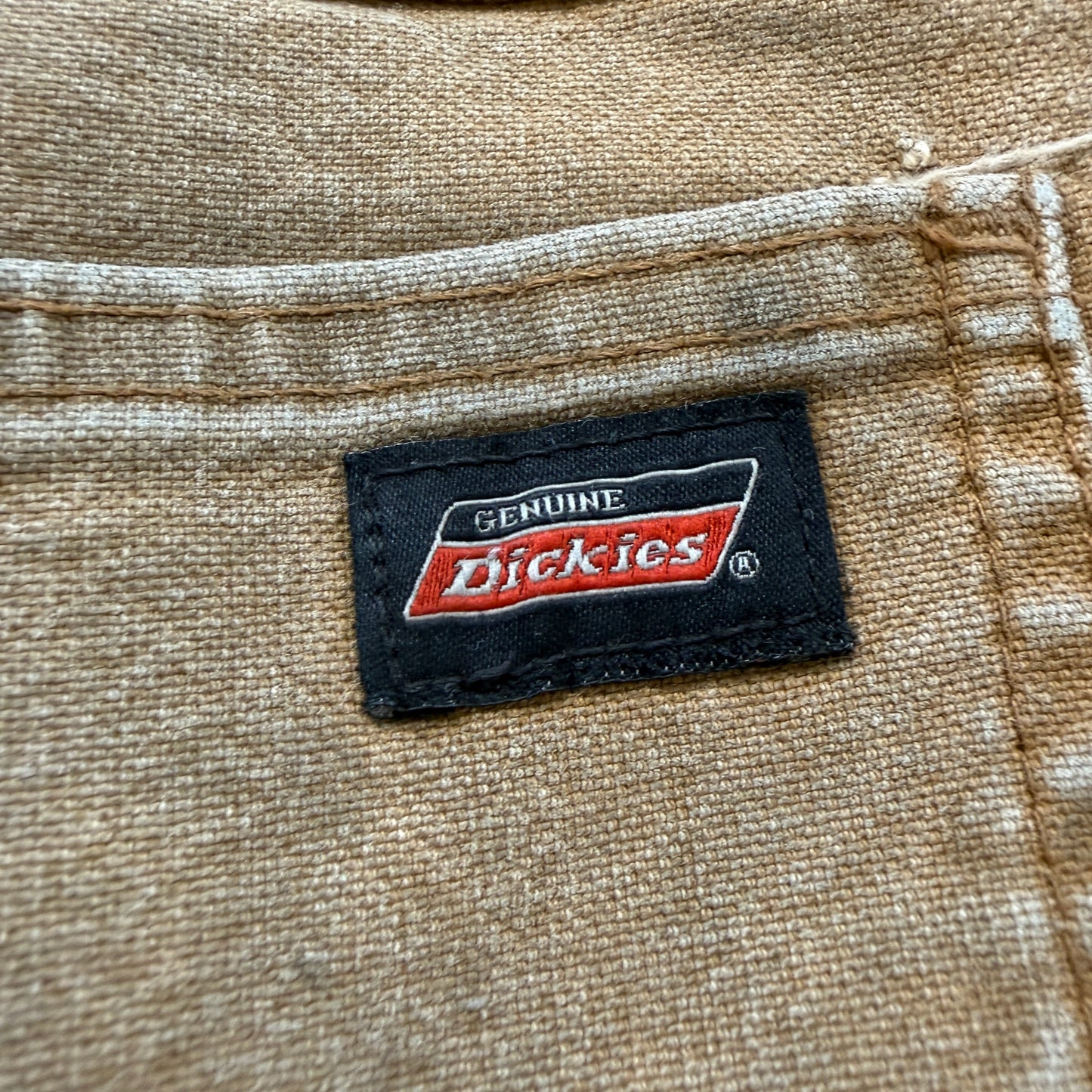 Genuine Dickies Men's Khaki Denim Carpenter Pants Relaxed Fit Pockets Size 33x32