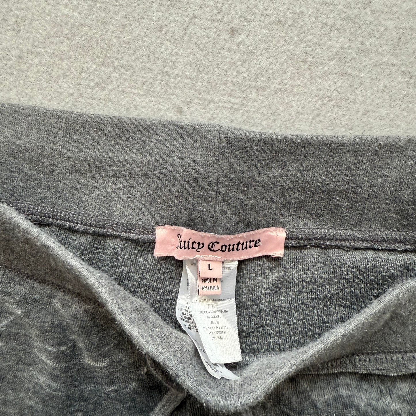 Juicy Couture Womens Gray Velour Flare Track Pant Glitter Logo Drawstring Size L