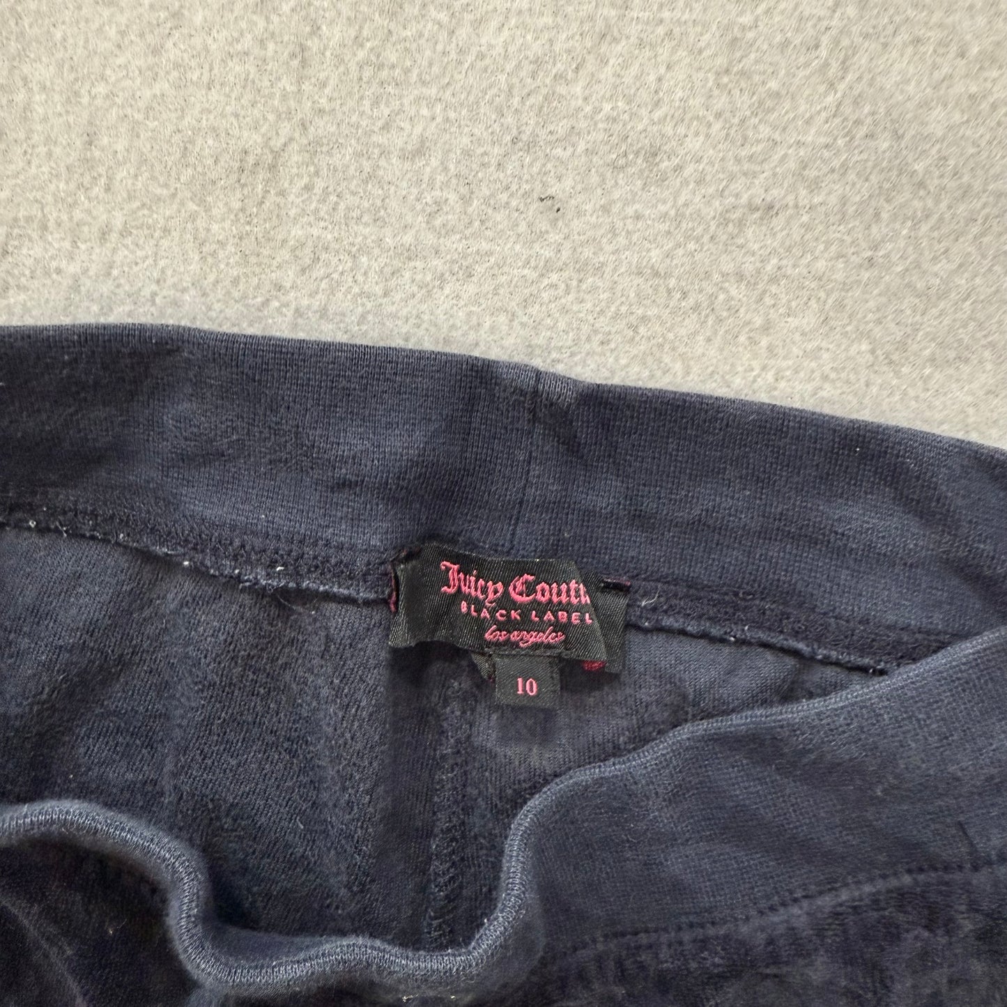 Juicy Couture Women's Navy Velour Flared Track Pant Loungewear Preppy Size 10