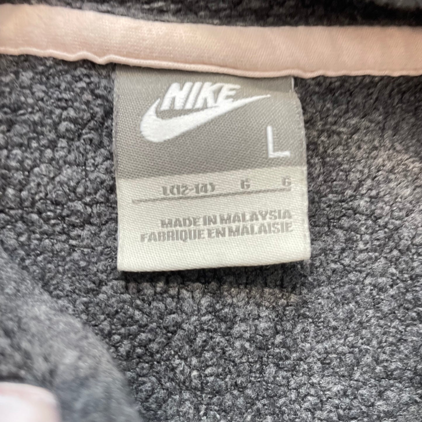 Nike Women's Charcoal Gray Fleece Full Zip Hoodie Embroidered Script Logo Size L