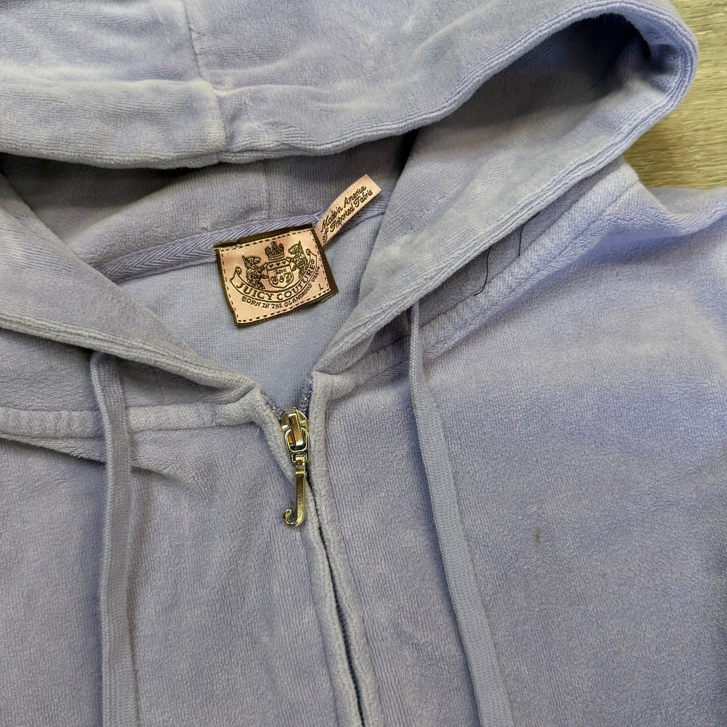 Vintage Juicy Couture Women's Lavender Velour Full Zip Hoodie Loungewear Size L