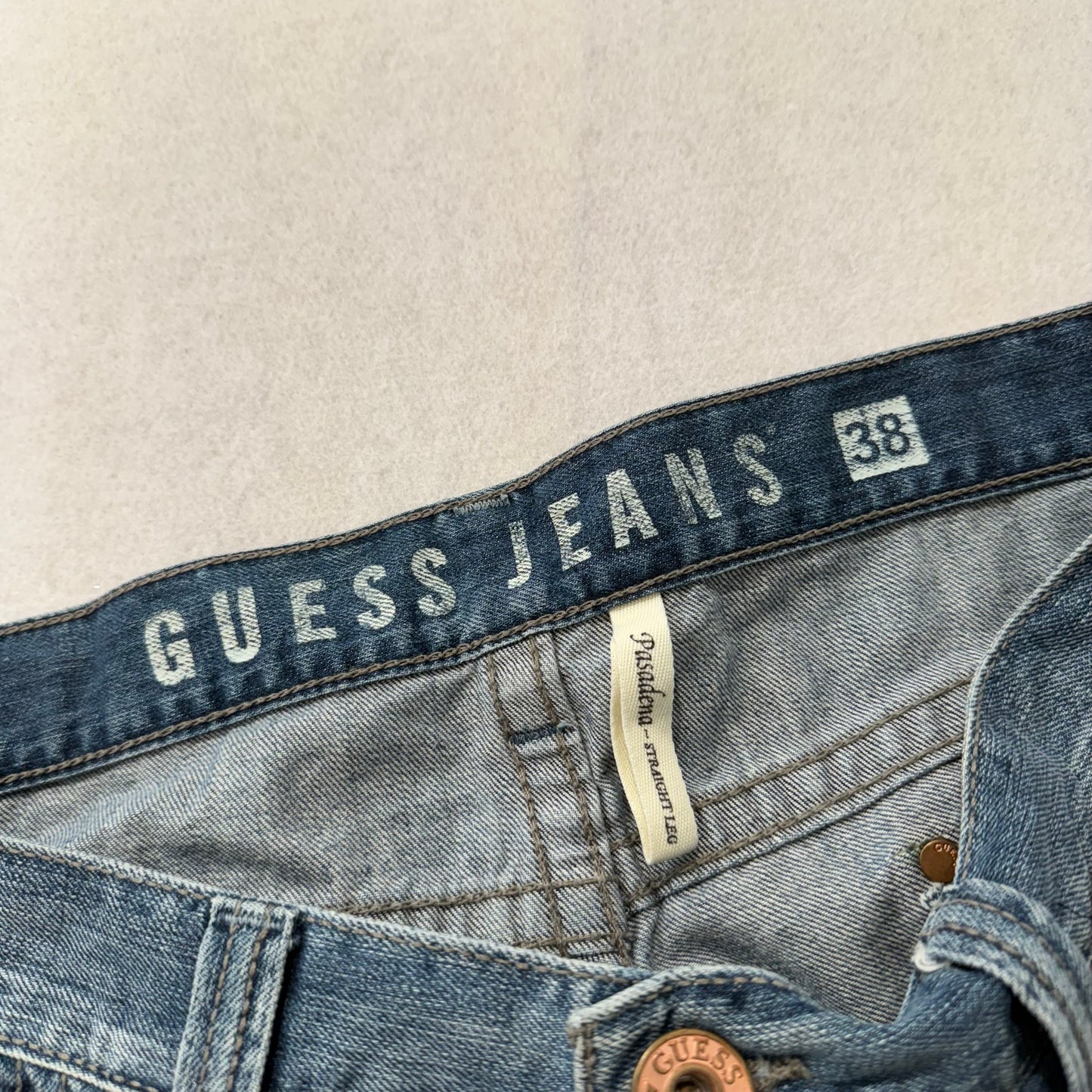 Guess Jeans Pasadena Men’s Blue Denim Jeans Straight Leg Button-Fly Size 38