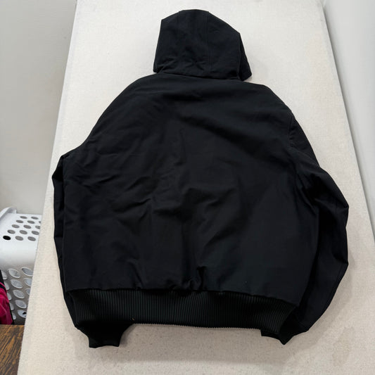Carhartt Men's Black Cotton Full Zip Active Jacket Rib-Knit Cuffs & Hem Size 2XL