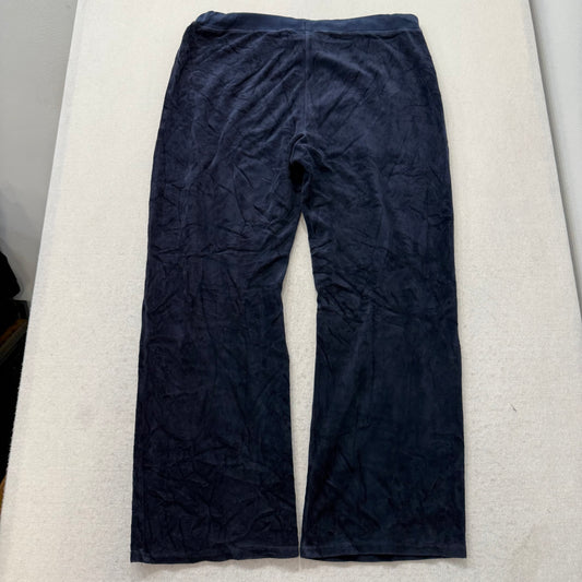 Vintage Juicy Couture Womens Navy Straight Wide Leg Track Pant Loungewear Size L