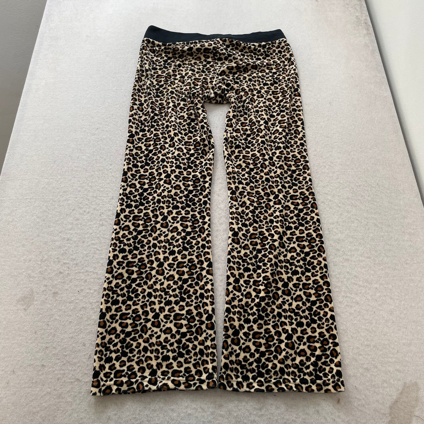 Juicy Couture Women's Leopard Print Velour Flared Track Pant Drawstring Size S