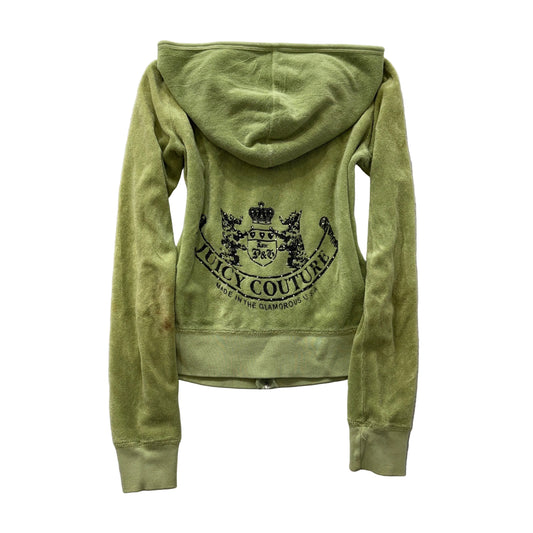 2003 Vtg Juicy Couture Scottie Dogs Womens Light Olive Terry Cloth Hoodie Size S