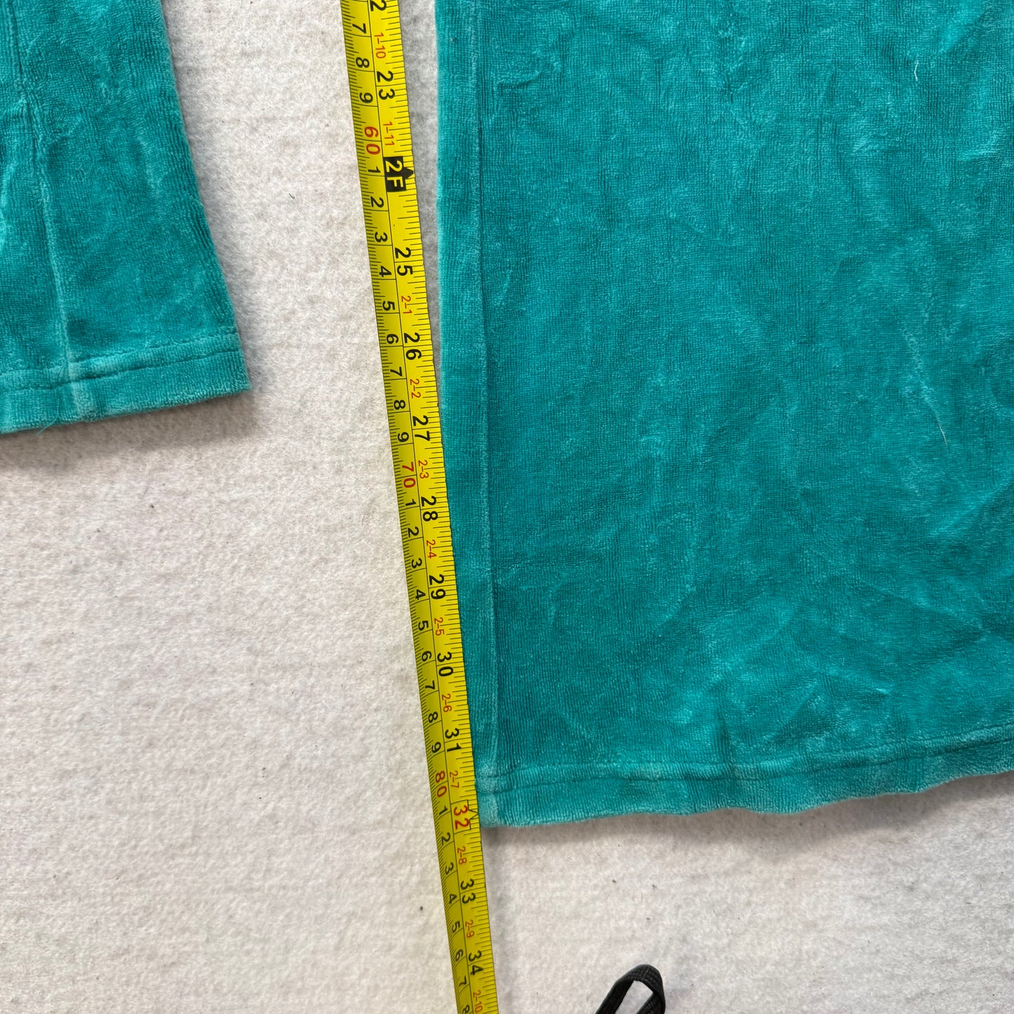 Bebe Women Turquoise Velour Flared Track Pants Rhinestone Logo Loungewear Size L