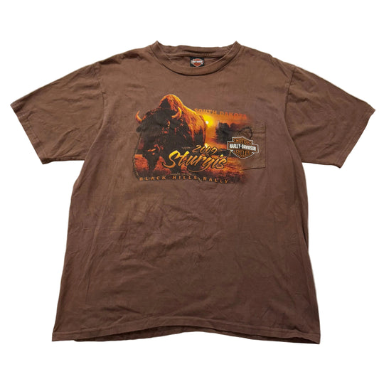 Harley-Davidson Men's Brown Cotton T-Shirt Crew Neck Graphic Streetwear Size XL