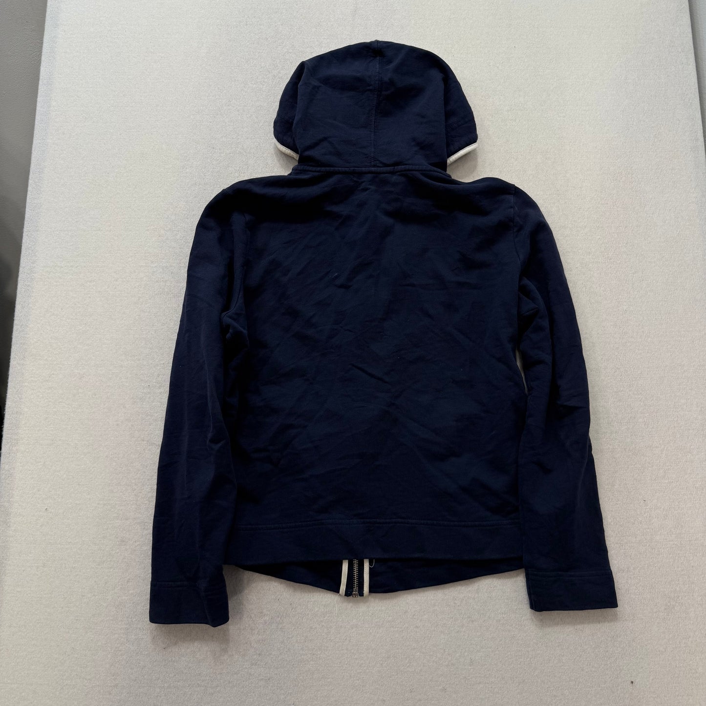 Lauren Ralph Lauren Navy Zip Hoodie Drawstring Small Logo Stains Size M