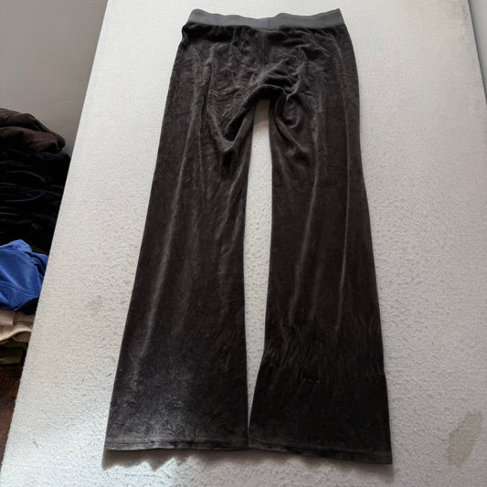 Juicy Couture Women's Charcoal Gray Velour Flared Track Pants Drawstring Size M