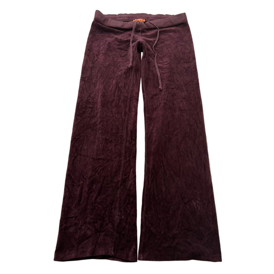 2003 Vtg Juicy Couture Womens Burgundy Velour Flare Track Pant Orange Tag Size S