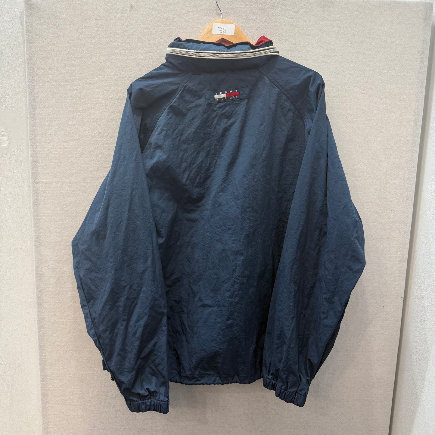 Tommy Hilfiger Men's Navy Blue Full Zip Windbreaker Jacket Zip Pockets Size XL