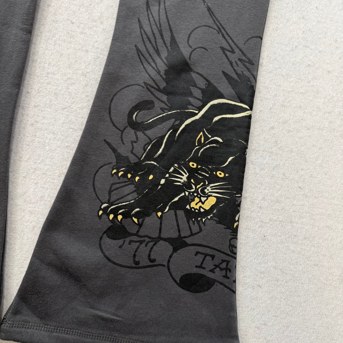 ED HARDY “Panther Skull” CHARCOAL FLARE PANTS