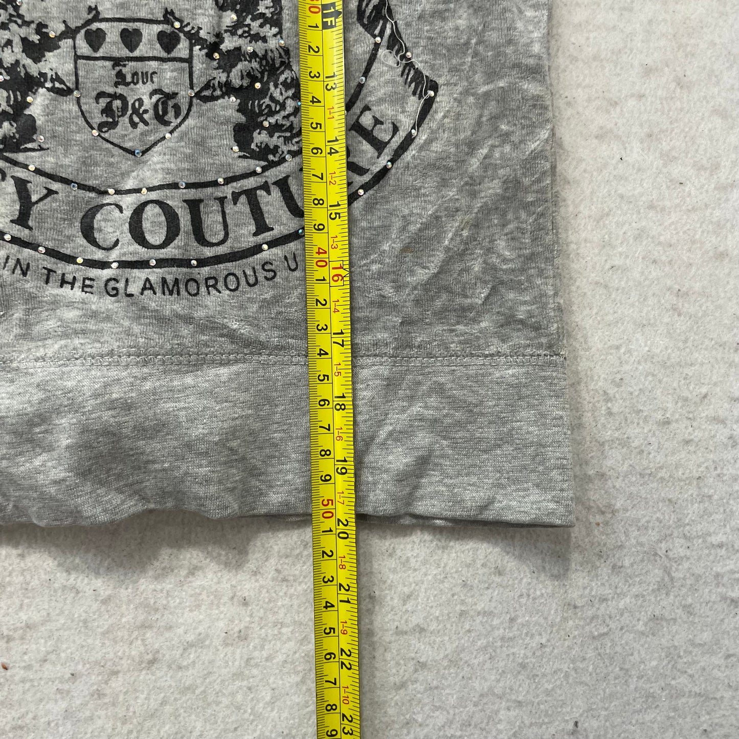 Vintage Juicy Couture Scottie Dogs Womens Gray Velour Hoodie Rhinestones Size S