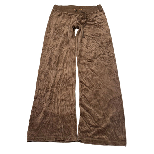 2003 Vintage Juicy Couture Women Brown Velour Flare Track Pant Drawstring Size S
