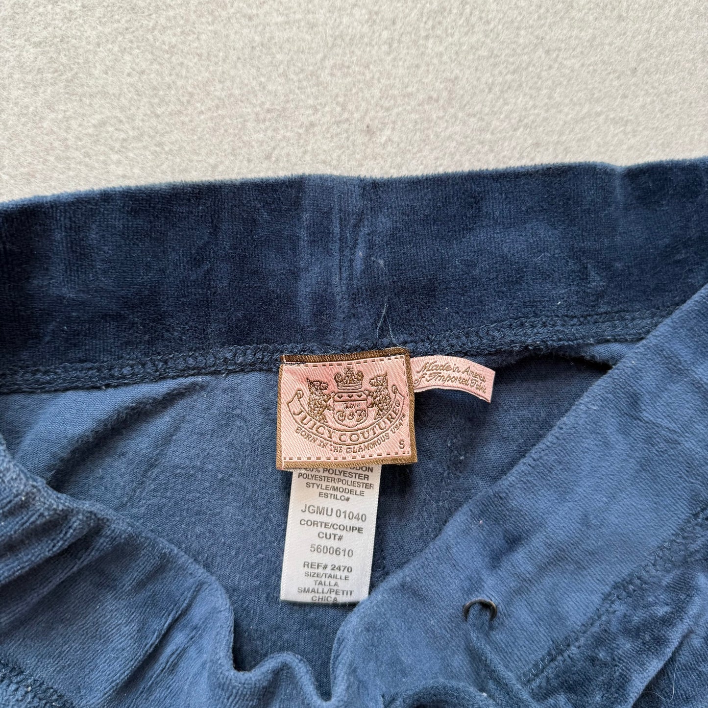 Vintage Juicy Couture Womens Navy Blue Velour Flare Track Pant Drawstring Size S
