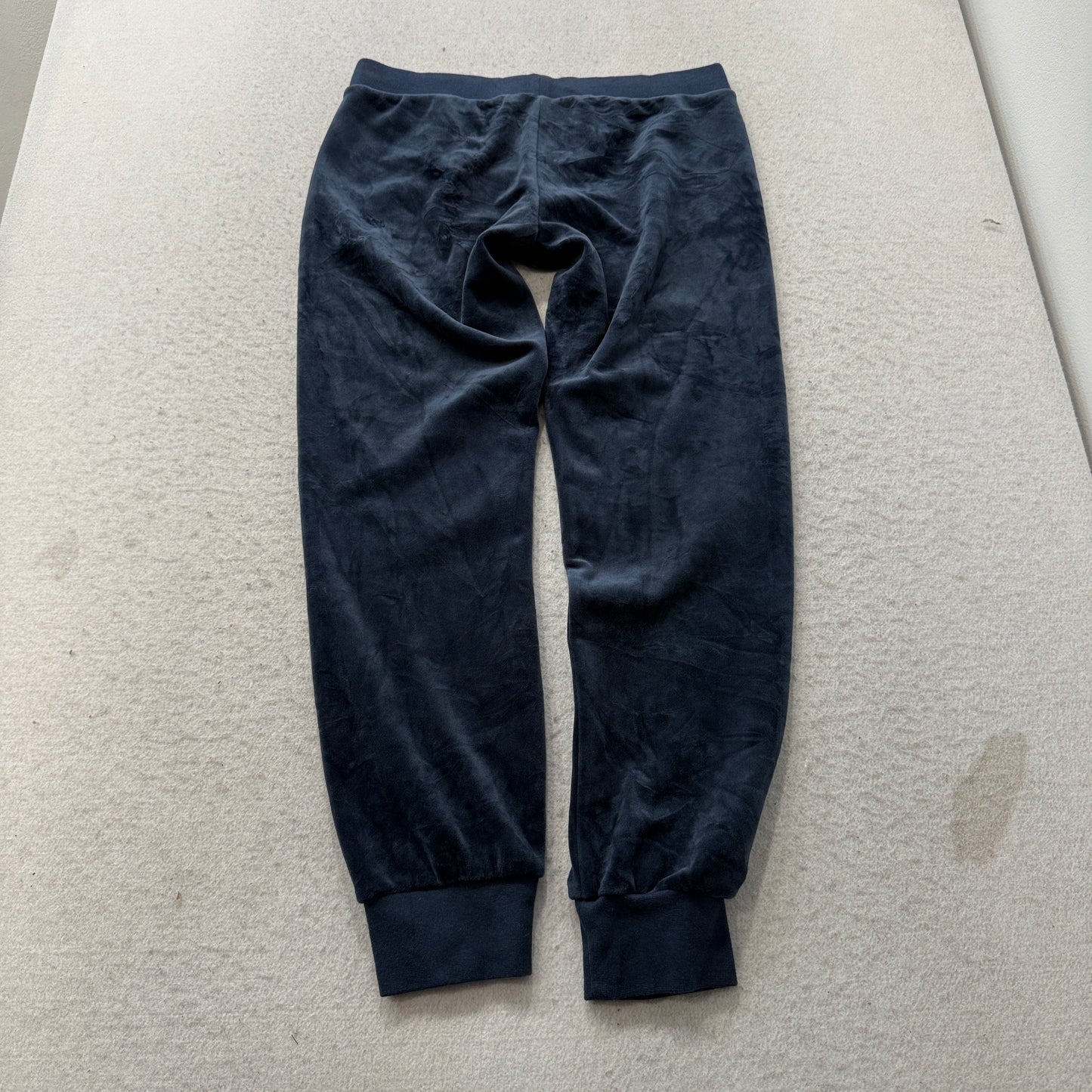 Juicy Couture Black Label Women's Navy Velour Joggers Tapered Leg Logo Size S
