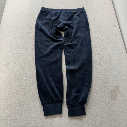 Juicy Couture Black Label Women's Navy Velour Joggers Tapered Leg Logo Size S