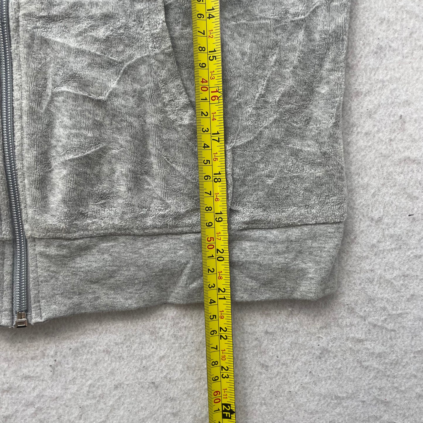 Vtg Juicy Couture Women's Heather Grey Velour Tracksuit Set Hoodie & Pant Size S