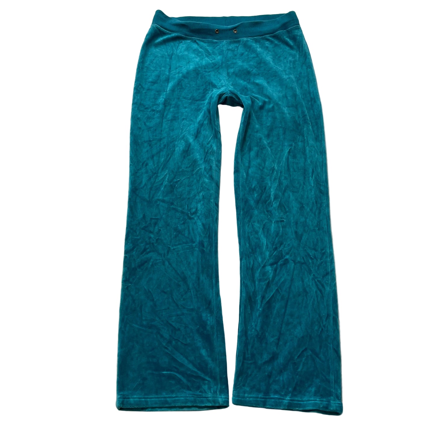 Vintage Juicy Couture Women's Bright Teal Velour Flared Track Pant Casual Size S