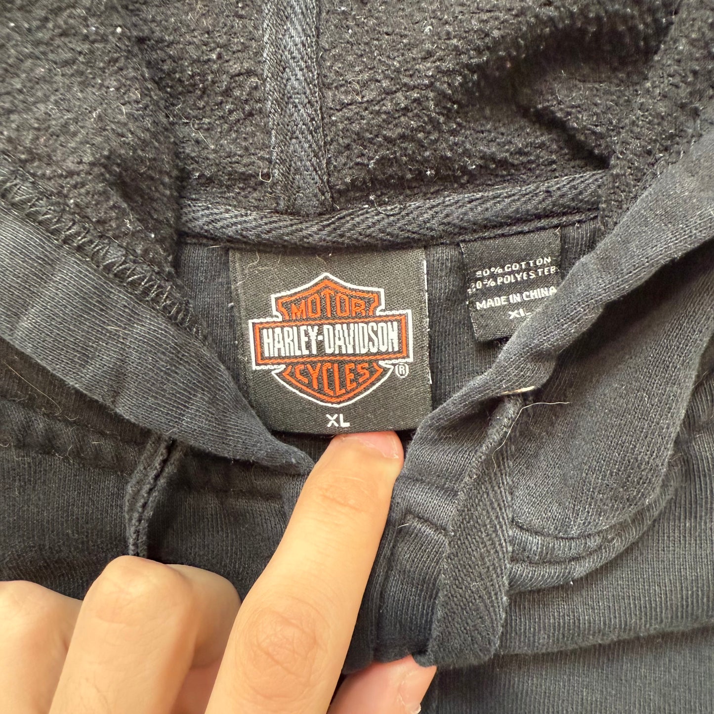 Harley-Davidson Women's Black Cotton Full Zip Hoodie Graphic Logo Pocket Size XL