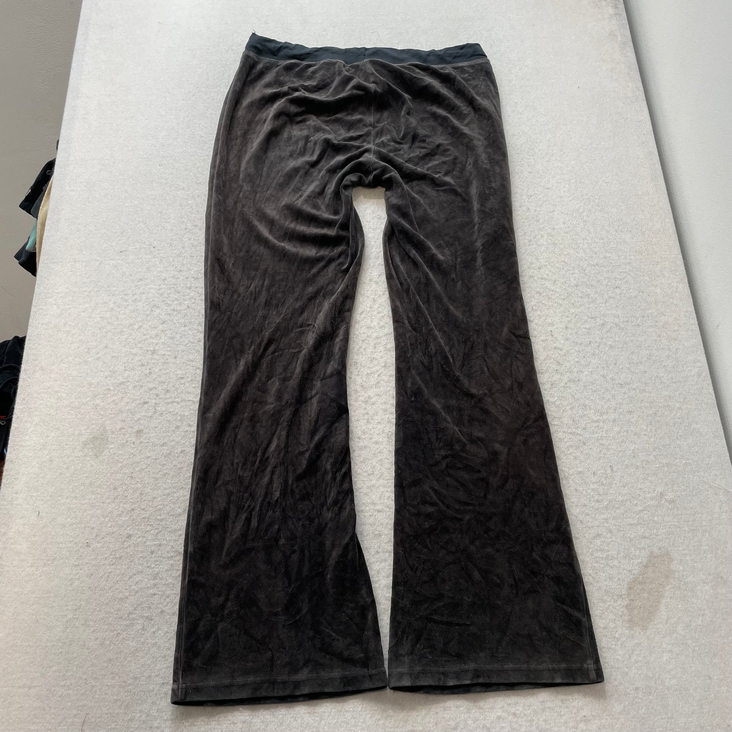Vintage Juicy Couture Women's Deep Charcoal Velour Flared Leg Track Pant Size S