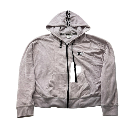 Victoria's Secret PINK Men's Baby Pink Velour Zip-Up Hoodie Drawstring Size L