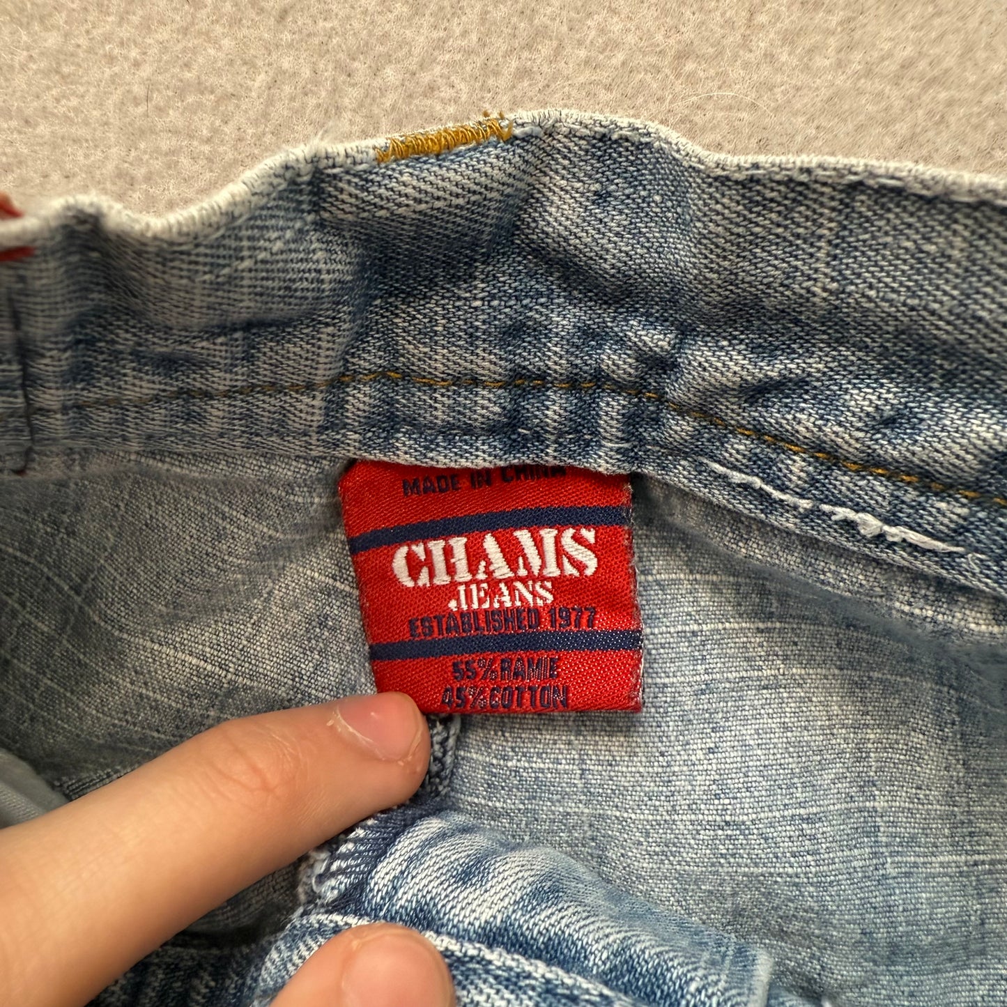 Chams Jeans Est 1977 Men's Blue Light Wash Denim Cargo Shorts Baggy Pockets Y2K